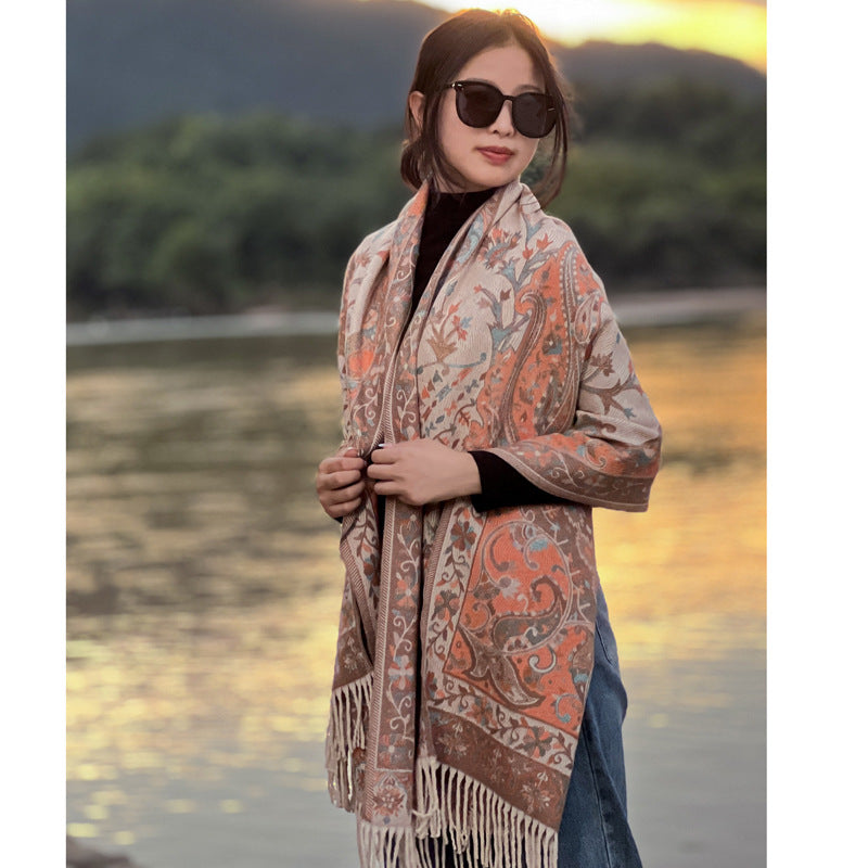 Big Shawl Women's Scarf Dual-use Sunscreen Ethnic Style Cloak Scarf