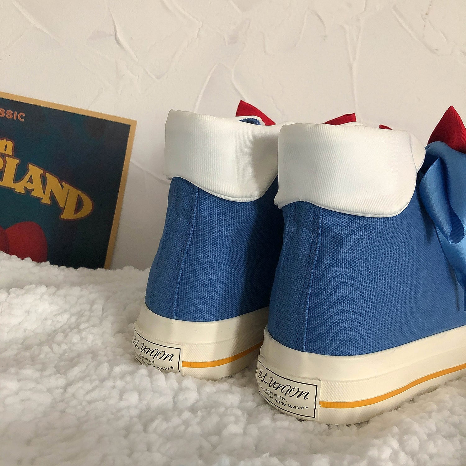 Chaussures Sneaker Princess Blue Red Bow High Ankle