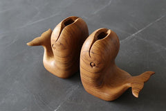 Pen holder Hand-Carved Whale Teak Wood