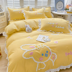 Cute Cartoon Rabbit Cotton Bedding Set