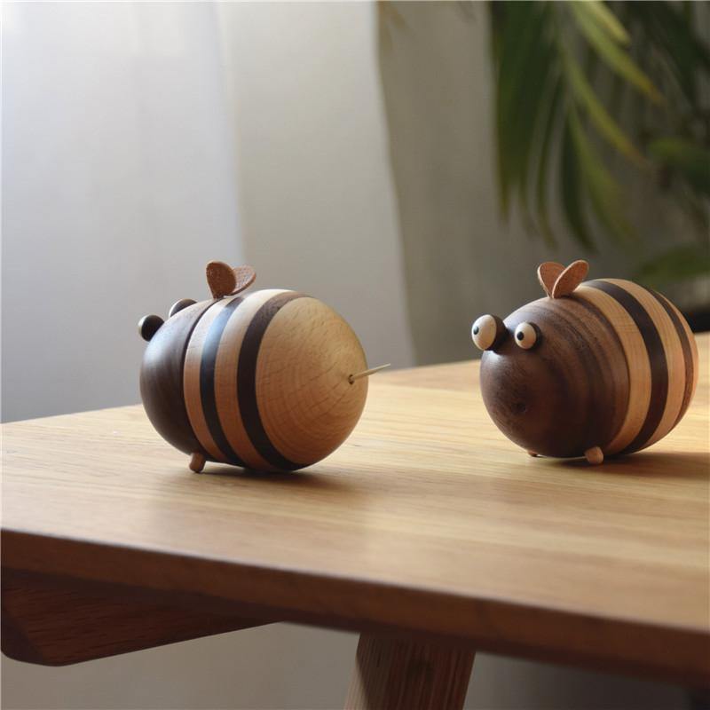 Bee Toothpick Holder Wooden Handmade Table Decorations