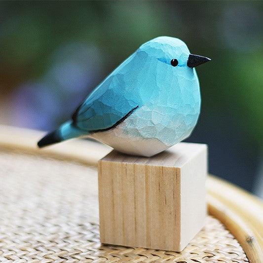 1st Gen Mountain Bluebird Figurines sculptées à la main en bois peint