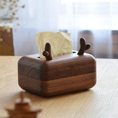 Copertura della scatola del fazzoletto di corno Decorazione domestica fatta a mano in legno