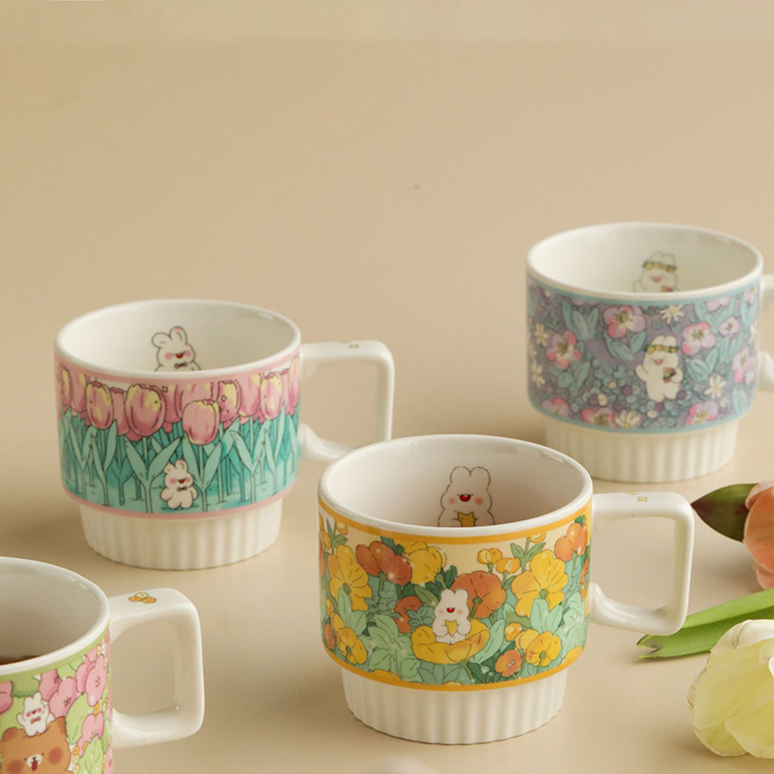 Tasse en céramique florale mignonne