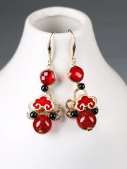 Red Cheongsam Antique national style earrings