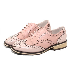 Women's Classical Leather Brogues Flat Lace-up Oxford Loafers