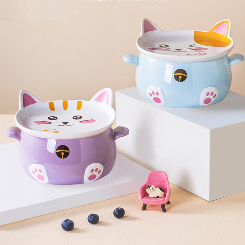 Cute Cat Ramen Bowl With Lid