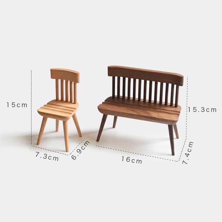 Chaise et Banc Support de Téléphone en Bois Fait à la Main