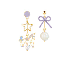 Boucles d'oreilles pendantes de carnaval de carrousel mignon