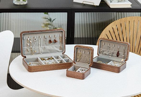 Coffret à bijoux de voyage en chocolat en bois fait à la main