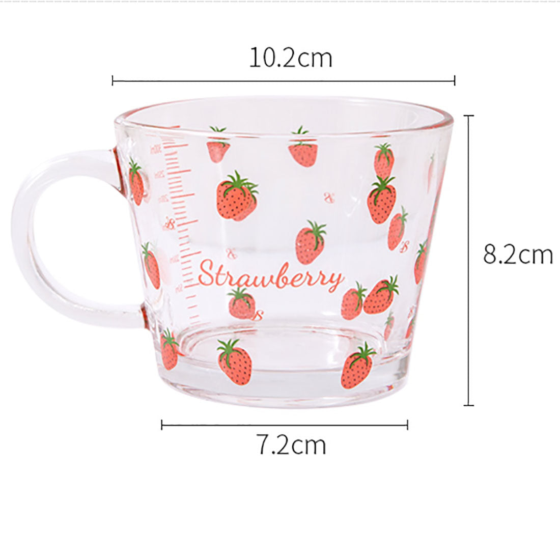 Simpatica tazza di vetro con coniglio alla fragola con cucchiaio