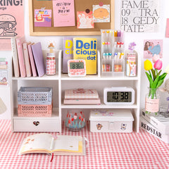 Kawaii Cream White Mini Desk Shelf Organizer