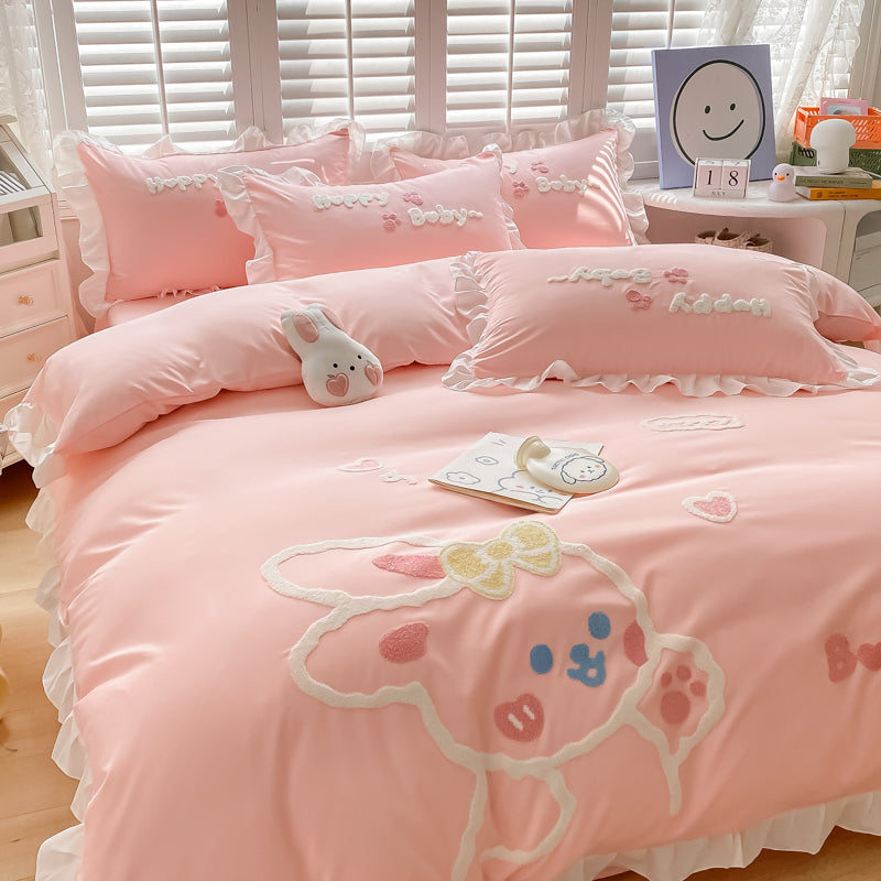 Cute Cartoon Rabbit Cotton Bedding Set