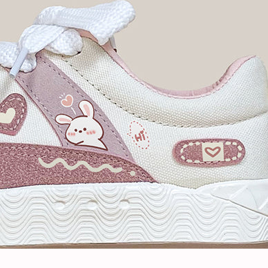 Chaussures plates mignonnes de coeur d'amour de lapin