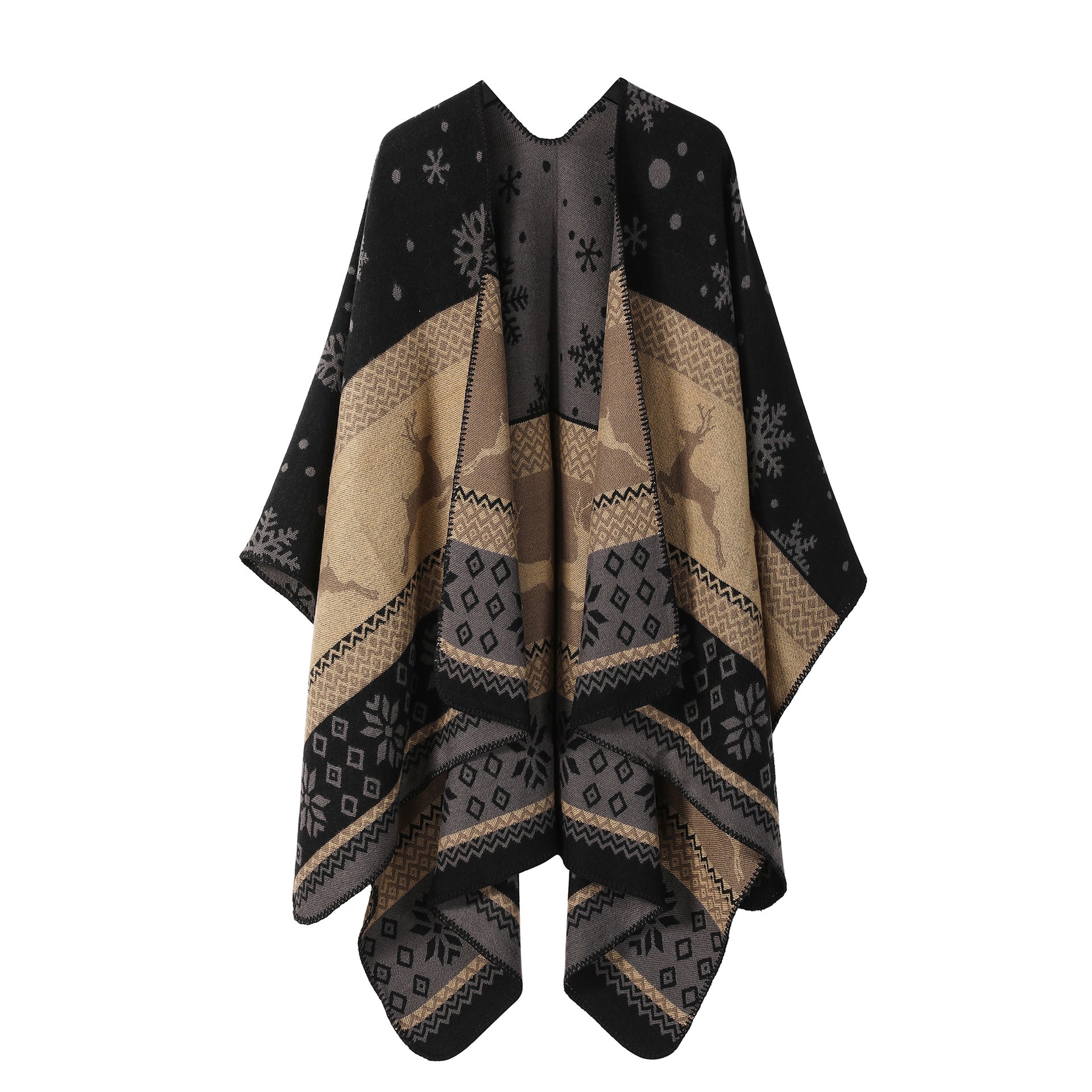 Ethnic style shawl, women's outfit, double-sided imitation cashmere scarf, blanket cape, autumn and winter Christmas day cape, thickened