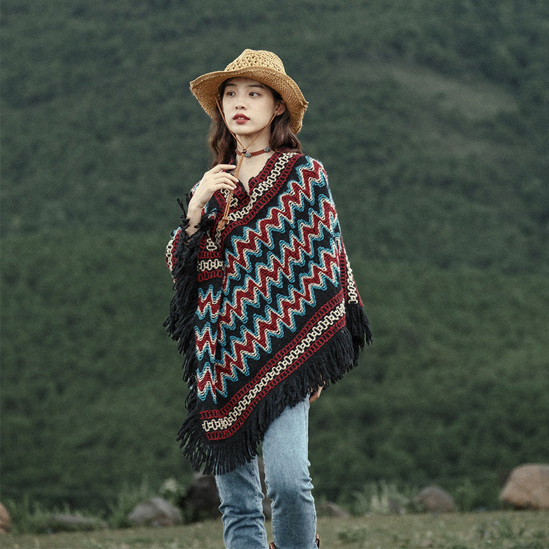 Warmth in autumn and winter, the head shawl of the river loop wears the national custom Su sweater in the sky, and the ancient folk wind blows the opposite side