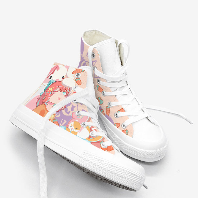 Kawaii Poi Poi Anime Girl Print Sneakers alte alla caviglia