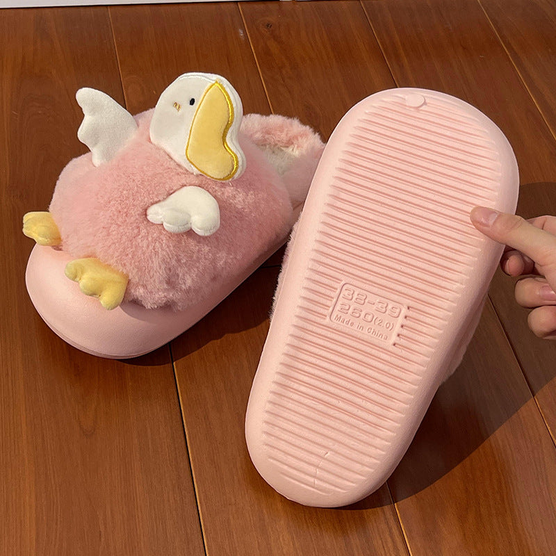 Pantuflas de felpa de pato de dibujos animados lindo