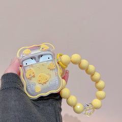 Lindo estuche para Airpods con estampado de queso y pulseras