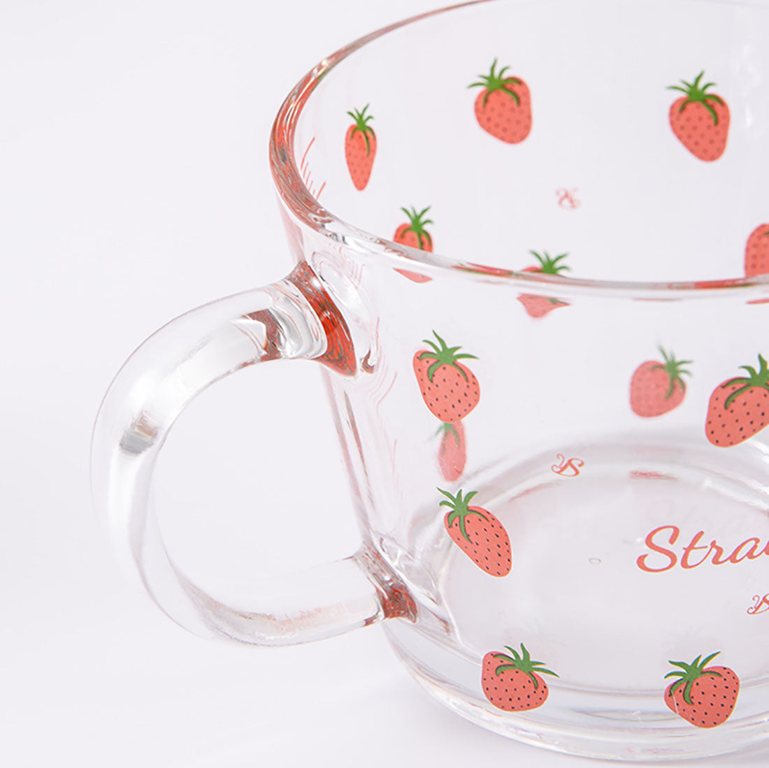 Tasse en verre lapin fraise mignon avec cuillère