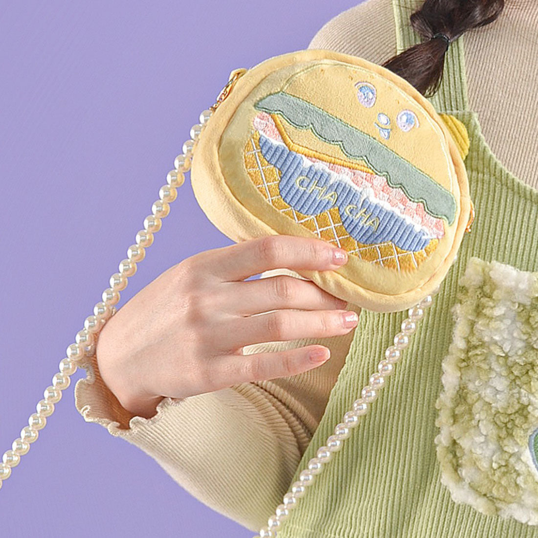 Cute Hamburger Crossbody Coin Purse