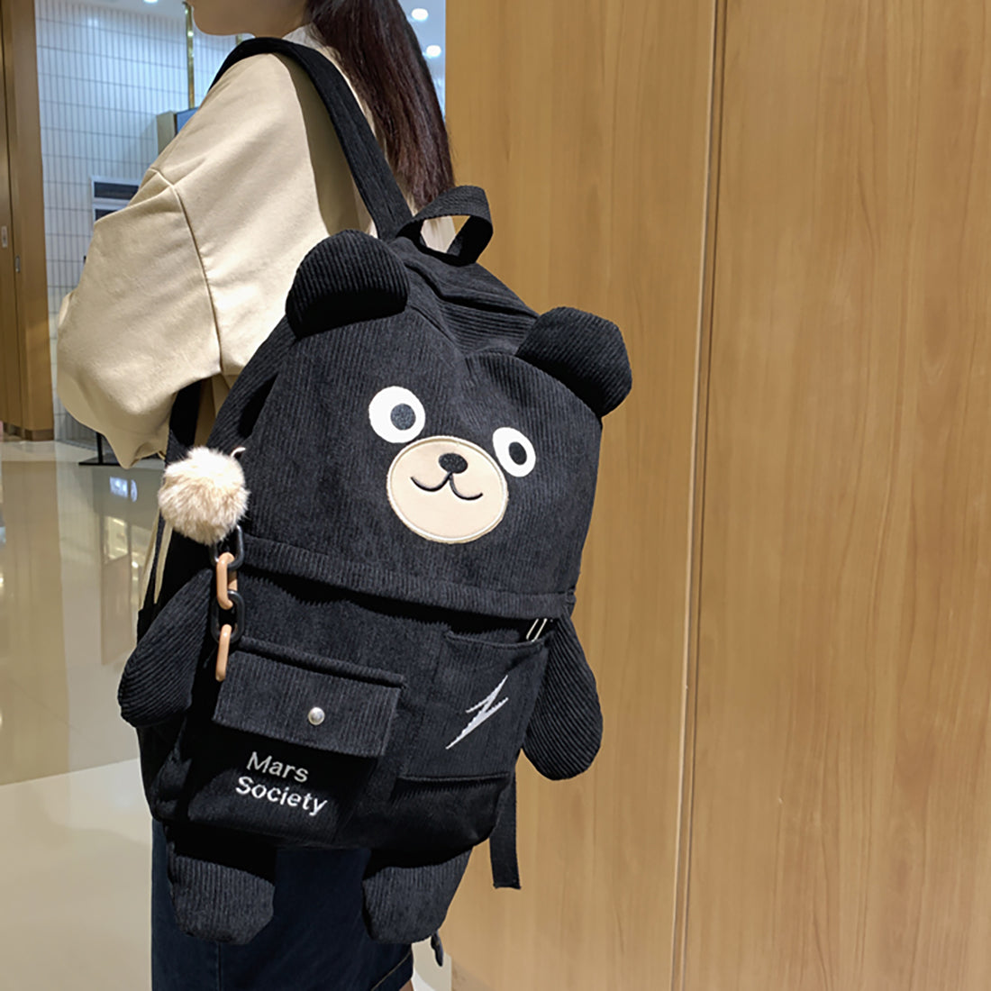 Corduroy Cute Bear Backpack