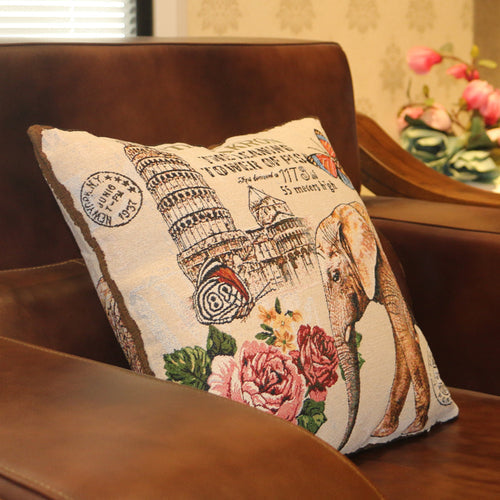 Ethnic style elephant pillowcase double-sided embroidered pillowcase sofa cushion