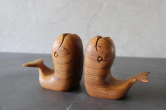 Pen holder Hand-Carved Whale Teak Wood