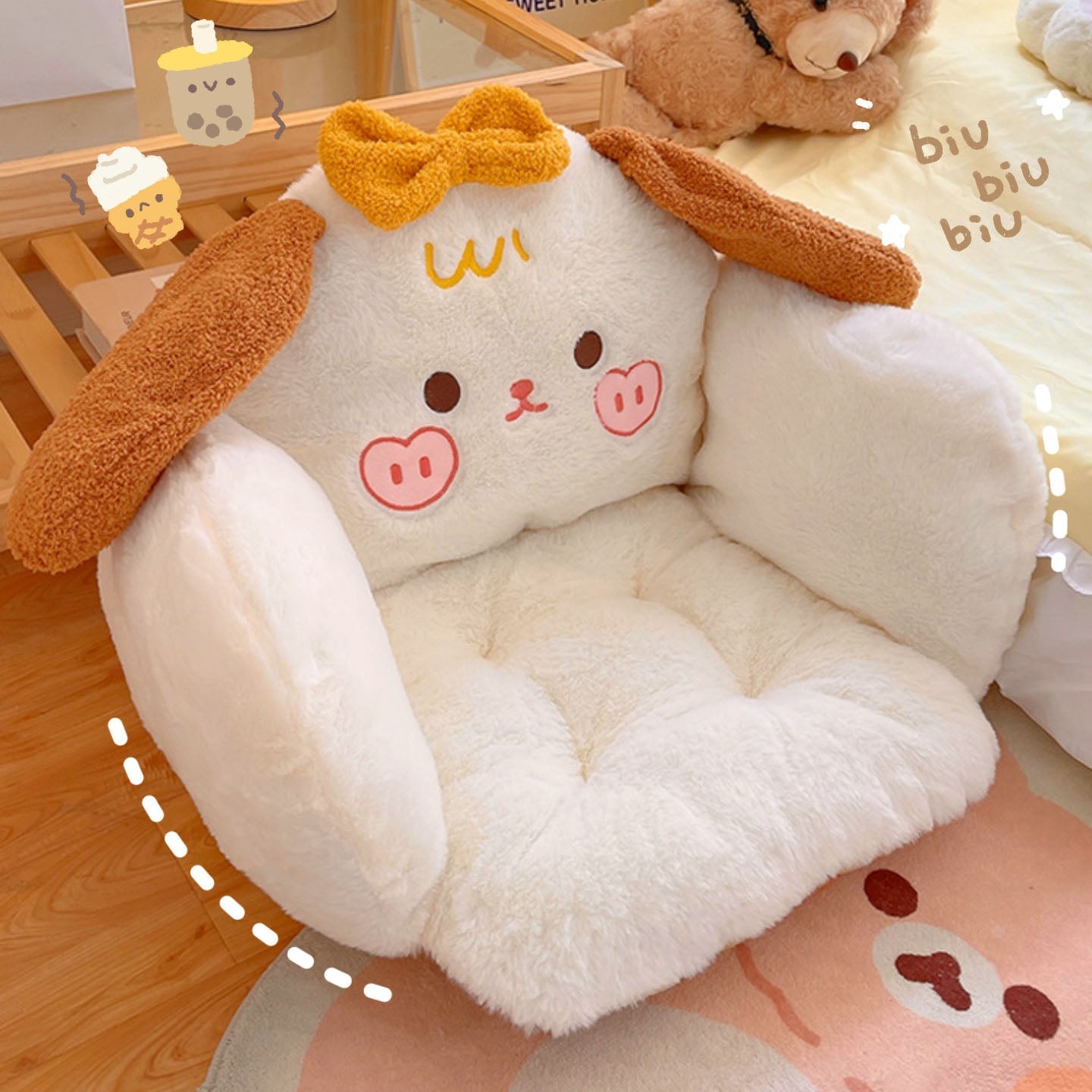 Cute Kitty Puppy Cartoon Plush Cushion