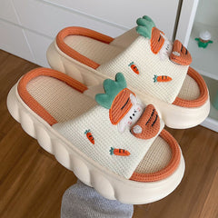 Lovely Rabbit and Carrot Linen Sandals