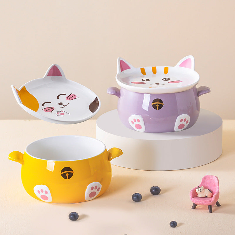 Cute Cat Ramen Bowl With Lid