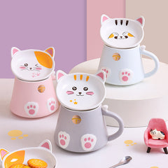 Cute Cat Breakfast Cup with Lid