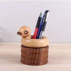 Duck Pen Holder Wooden Handmade Desk Decor