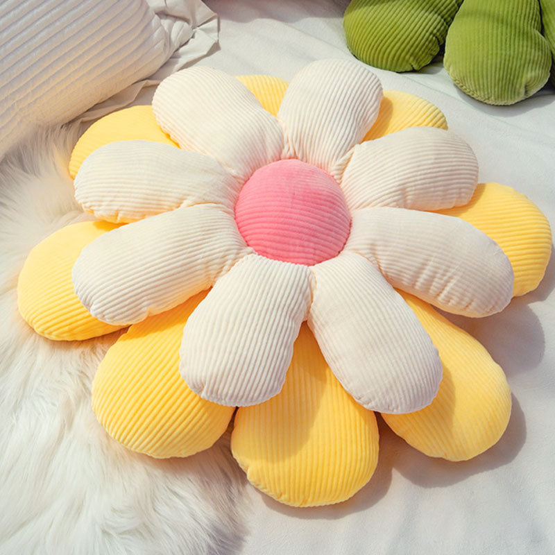 Coussin d'oreiller doux en peluche fleur de marguerite