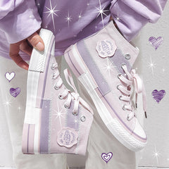 Zapato de lona con corte superior alto Harajuku color lavanda