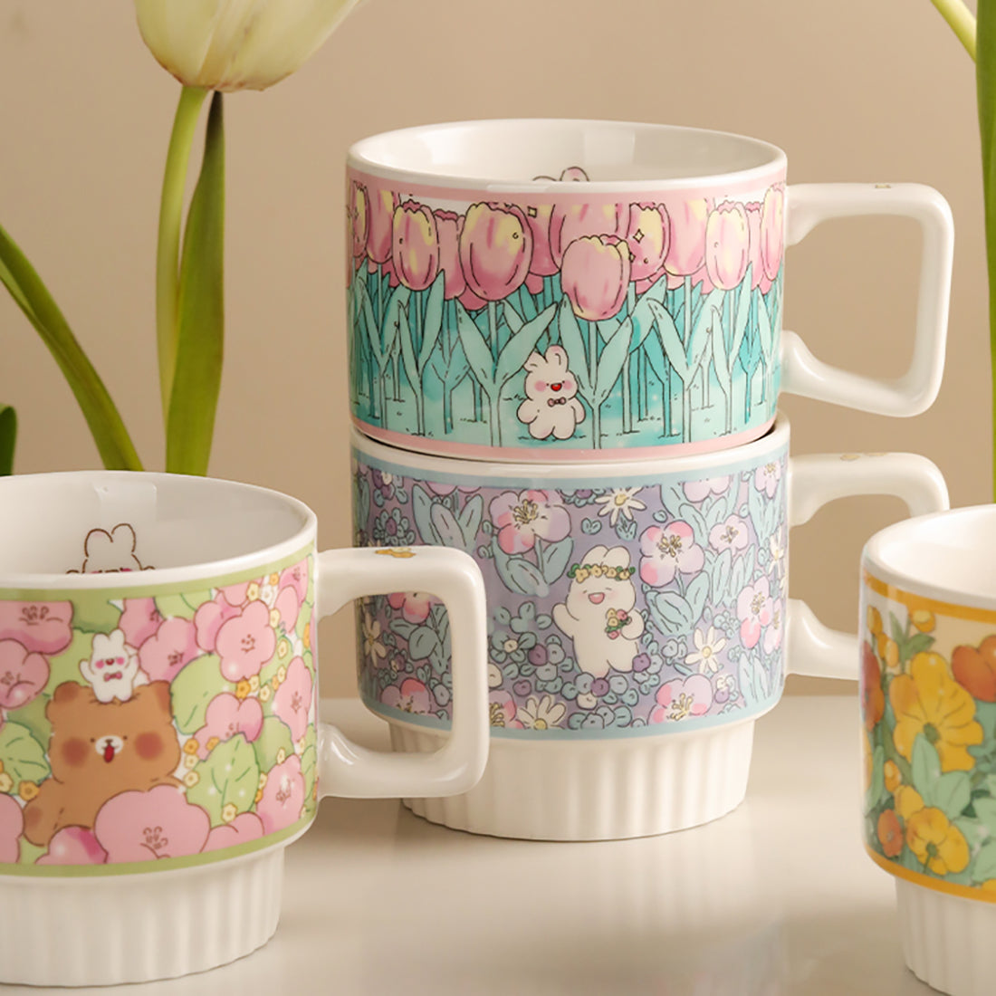 Tasse en céramique florale mignonne