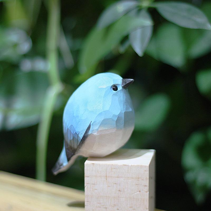 Figurines de merlebleu des montagnes de 2e génération sculptées à la main en bois peint