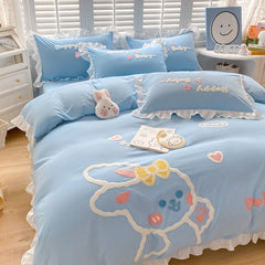 Cute Cartoon Rabbit Cotton Bedding Set