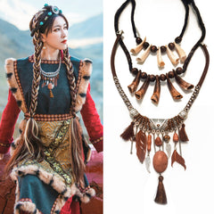 Ethnic Style Tibetan Short Clavicle Necklace, Neck Chain, Collar