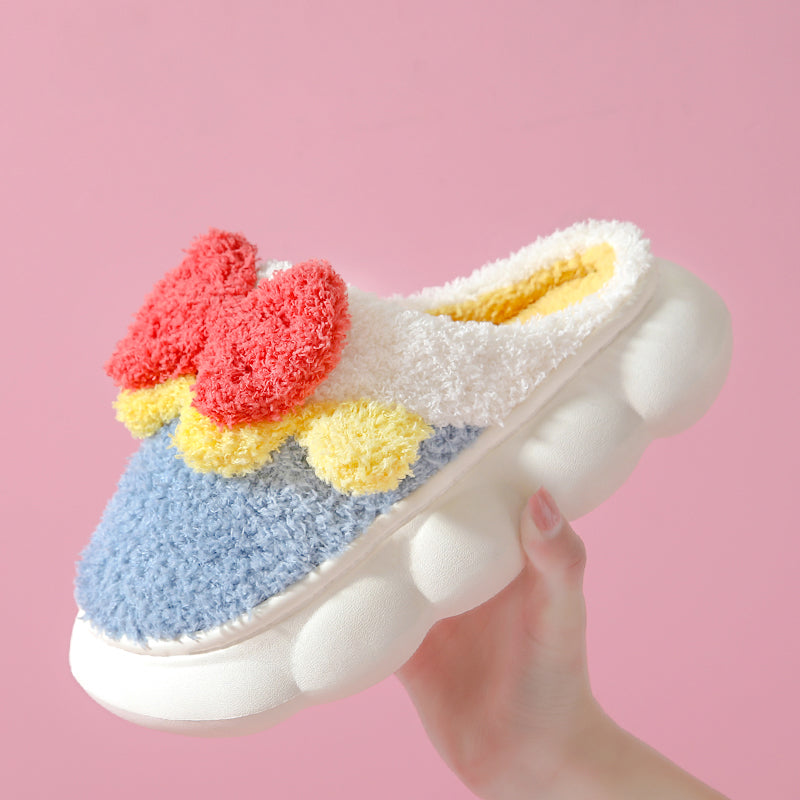 Chaussons en peluche Bowknot