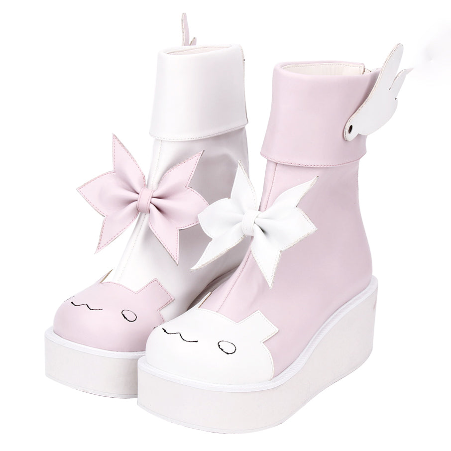 Angel Wings Bow Two-Tone Boots