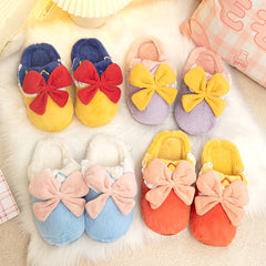 Fuzzy Bowknot Cotton Slipper