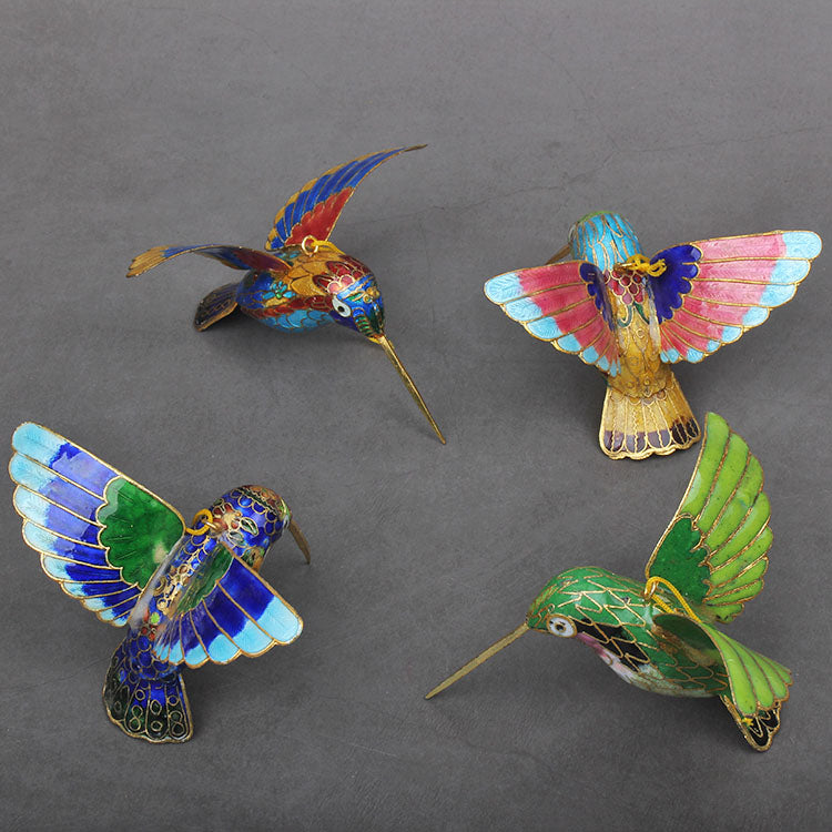 Cloisonné-Kupfer-Eisvogel-Kolibri-Anhänger. Filigrane Weihnachtsbaum-Anhänger-Kollektion 