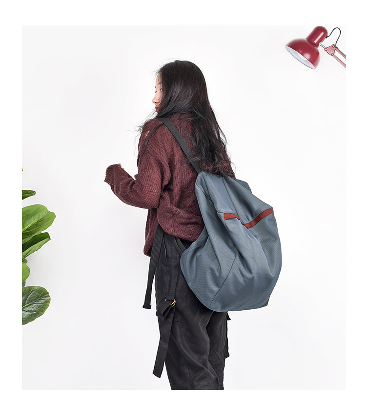 Travel Simple Style Women Backpack Canvas Shoulder Bag 6556