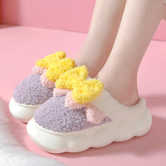 Chaussons en peluche Bowknot