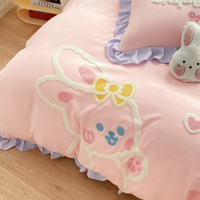 Cute Cartoon Rabbit Cotton Bedding Set