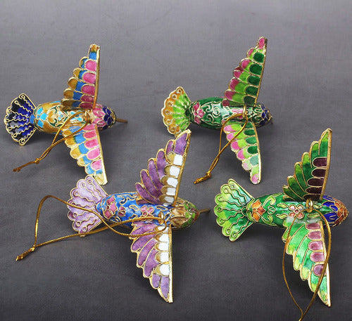 Cloisonné-Kupfer-Eisvogel-Kolibri-Anhänger. Filigrane Weihnachtsbaum-Anhänger-Kollektion 