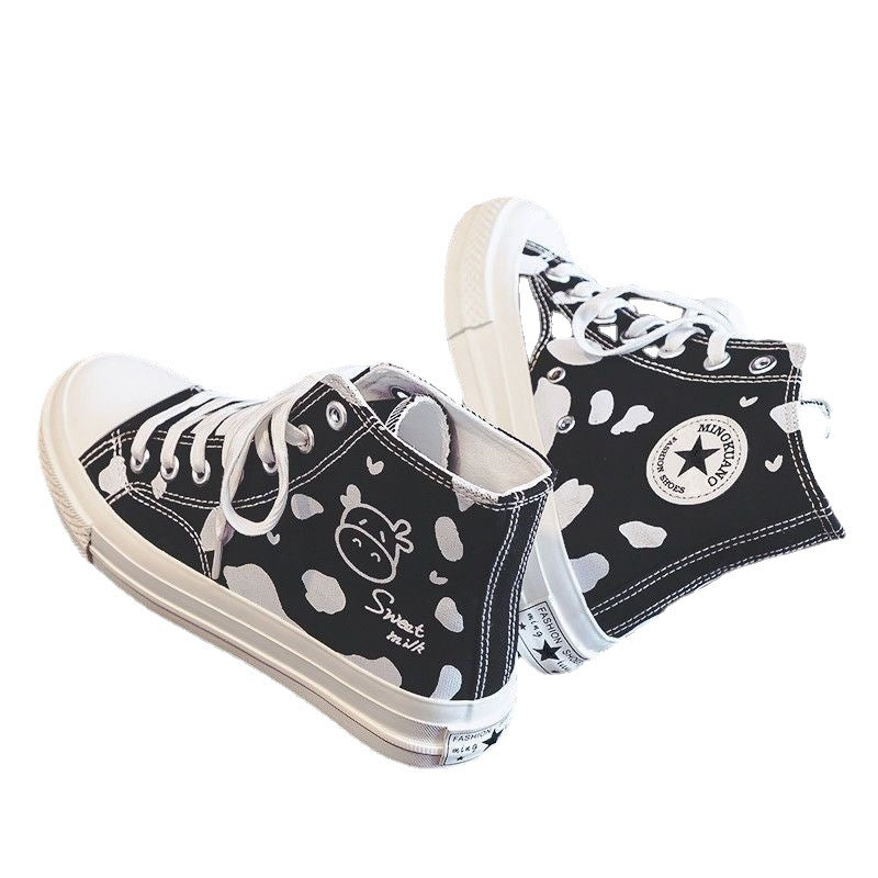 Cute Cow Print Canvas Shoes