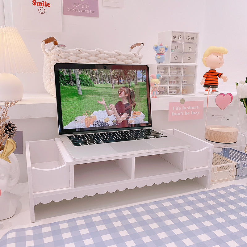 Kawaii Laptop Wood Shelf Desk Organiser