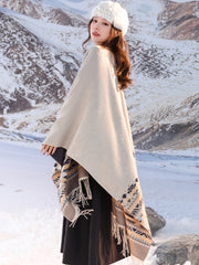 Shawl women's outfit imitation cashmere scarf, autumn and winter cape, blanket, dual-purpose ethnic style tourism